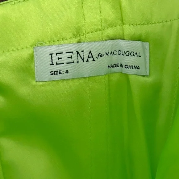 Ieena for Mac Duggal Strapless Neon Green Drape Dress - Picture 2 of 9